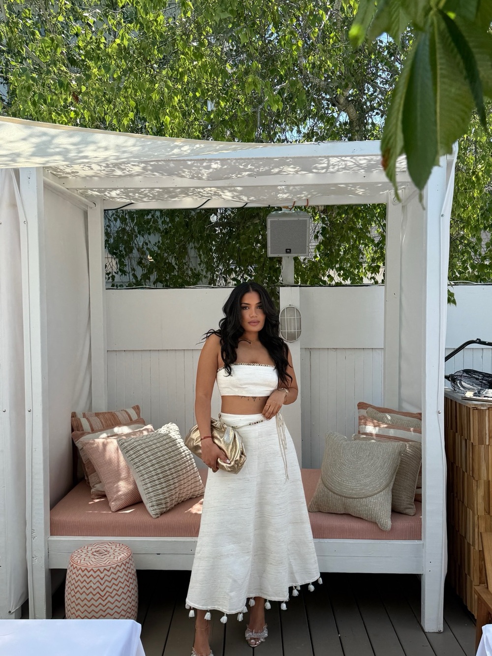 Zimmermann White Pom-Pom Trim Midi Skirt